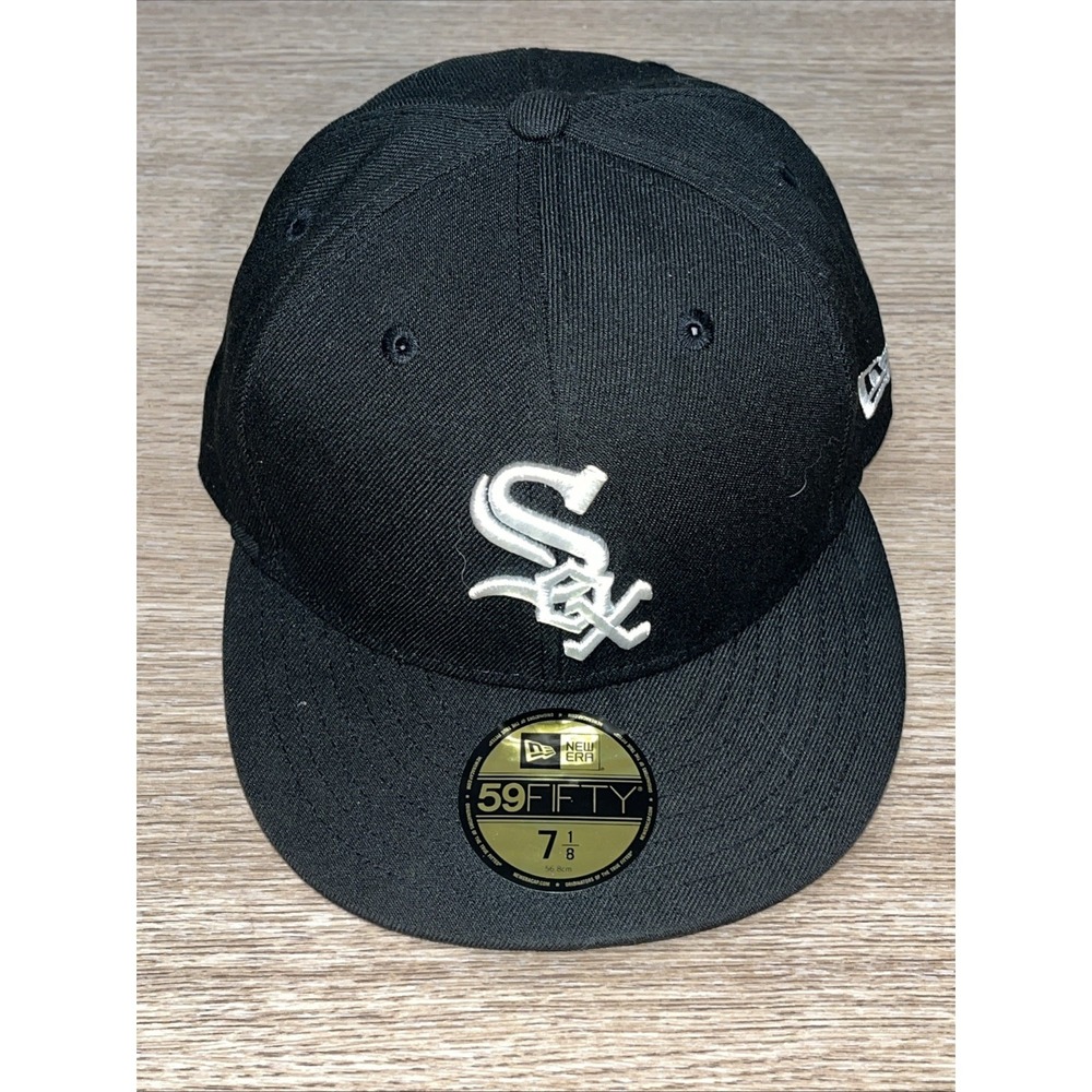 Chicago White Sox Hat Cap Fitted Mens 7 1/8 Black MLB Baseball 59FIFTY New Era